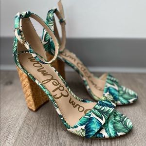 Sam Edelman yaro block heels / green and white / size 8.5